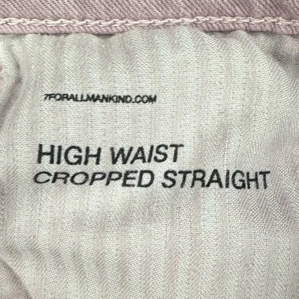 7 For All Mankind High Waist Cropped Straight Jeans Pink Acid Wash Size 26‎
